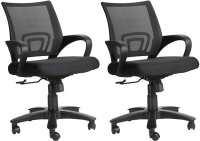 

VJ Interior Fabric Office Arm Chair(Black, Set of 2)