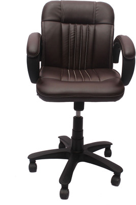 

VJ Interior Leatherette Office Arm Chair(Brown)
