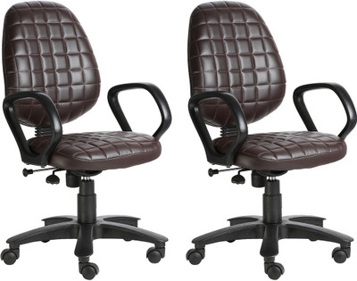 

VJ Interior Leatherette Office Arm Chair(Brown, Set of 2)