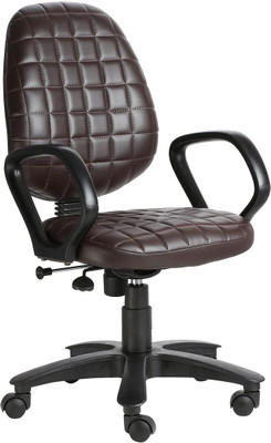 

VJ Interior Leatherette Office Arm Chair(Brown)