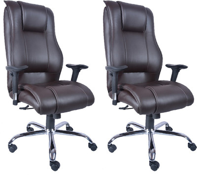 

VJ Interior Leatherette Office Arm Chair(Brown)