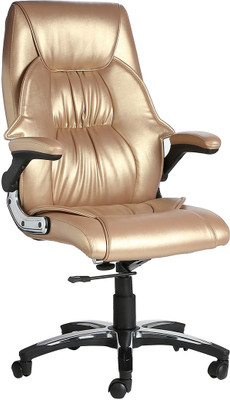 VJ Interior Leatherette Office Arm Chair(Gold)