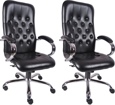 

VJ Interior Leatherette Office Arm Chair(Black)