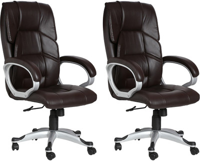 

VJ Interior Leatherette Office Arm Chair(Brown, Set of 2)