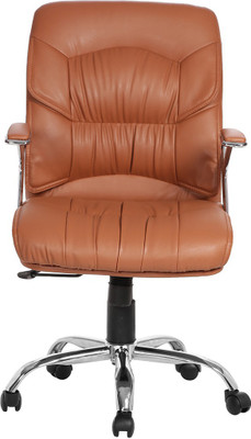 

VJ Interior Leatherette Office Arm Chair(Brown)