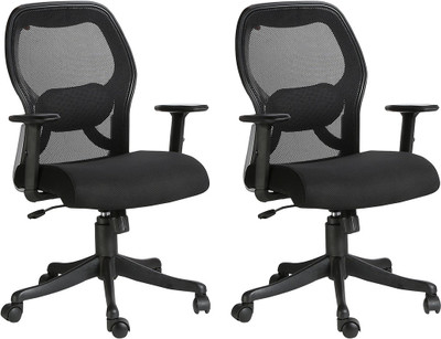 

VJ Interior Fabric Office Arm Chair(Black, Set of 2)