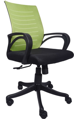 VJ Interior Fabric Office Arm Chair(Green, Black)