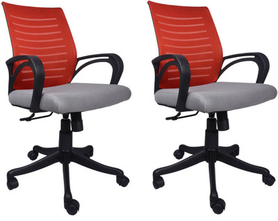 

VJ Interior Fabric Office Arm Chair(Red, Grey, Set of 2)