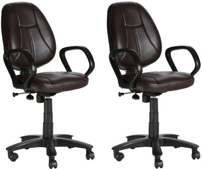 

VJ Interior Leatherette Office Arm Chair(Brown, Set of 2)