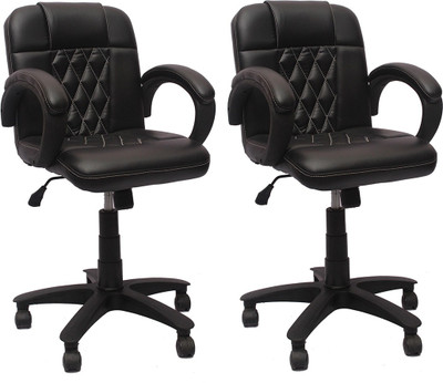 

VJ Interior Leatherette Office Arm Chair(Black, Set of 2)