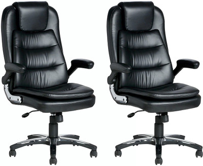 

VJ Interior Leatherette Office Arm Chair(Black, Set of 2)