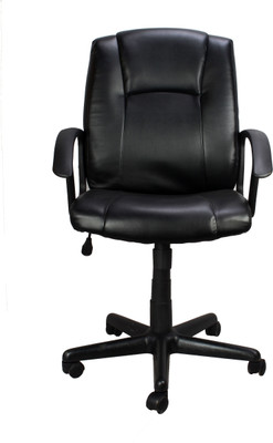 

Ringabell Low Back Revolving Chair Bonded Leather Office Arm Chair(Black)