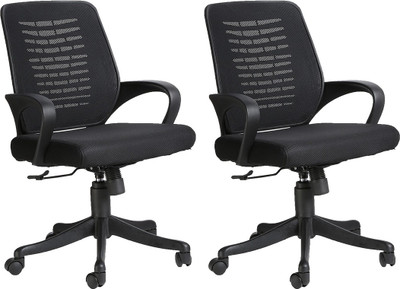 

VJ Interior Fabric Office Arm Chair(Black, Set of 2)