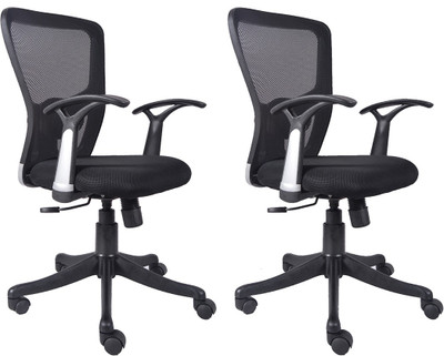

VJ Interior Fabric Office Arm Chair(Black, Set of 2)