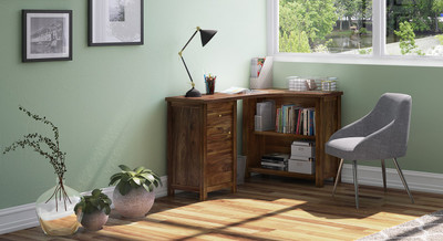 

Urban Ladder Dickens Solid Wood Office Table(Free Standing, Finish Color - Teak)