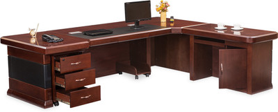 Durian Engineered Wood Office Table(Free Standing, Finish Color - Cherry)