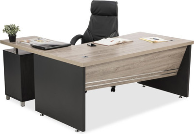 

Durian MAVIS Engineered Wood Office Table(Free Standing, Finish Color - Silver Oak/Dark Grey)
