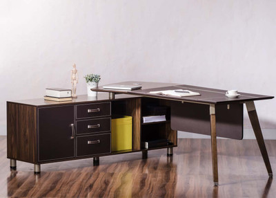 

Durian ECLIPSE/L Engineered Wood Office Table(Free Standing, Finish Color - African Walnut)