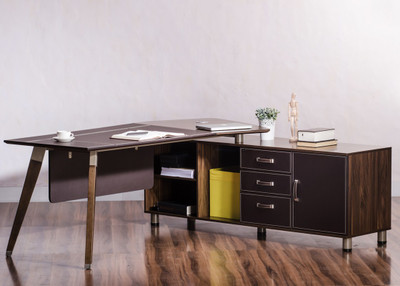 

Durian ECLIPSE/R Engineered Wood Office Table(Free Standing, Finish Color - African Walnut)