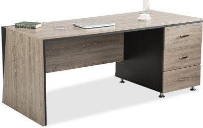 Durian Radius Engineered Wood Office Table Free Standing Finish Durian Radius Engineered Wood Office Table Free Standing Finish Color Silver Oak