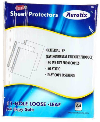 

HANDSON SHEET PROTECTORS AEROTIX™ 11-HOLE LOOSE LEAF A4 COPY SAFE(OT-SP300 A4)(PAKING 50PC)PLATINUM BSC10839 A4 Ohp Sheets(Pack of 50)