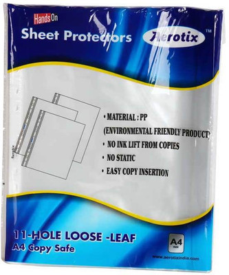 

HANDSON SHEET PROTECTORS AEROTIX™ 11-HOLE LOOSE LEAF A4 COPY SAFE(OT-SP100 A4)(PAKING 50PC)SILVER(PACK OF 2)BSC10838 A4 Ohp Sheets(Pack of 50)
