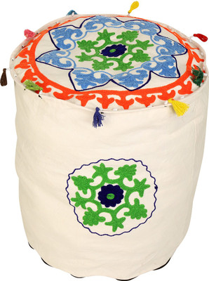 

Rajrang Fabric Pouf(Finish Color - White)