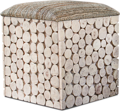 

InLiving Solid Wood Pouf(Finish Color - whitewash)