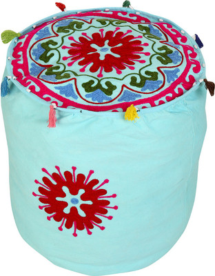 

Rajrang Fabric Pouf(Finish Color - Sky Blue)