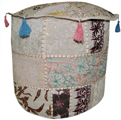

Lal Haveli Fabric Pouf(Finish Color - White)