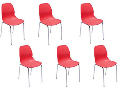 Mavi Plastic Cafeteria Chair(Red, Pre-assembled)