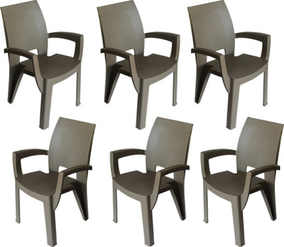 Mavi Plastic Outdoor Chair(Brown, Pre-assembled)