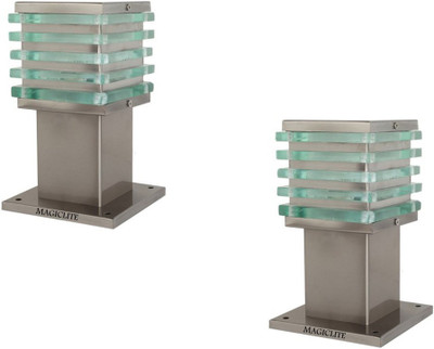 Magiclite Icecube SS Pack of 2pc Gate Light Outdoor Lamp(Silver)