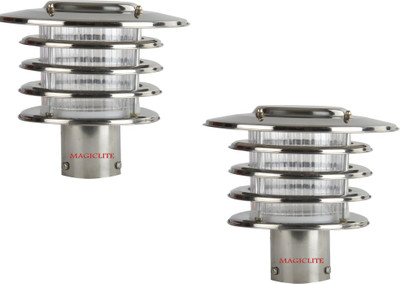 Magiclite Magic Steel Pack of 2pc Gate Light Outdoor Lamp(Silver)
