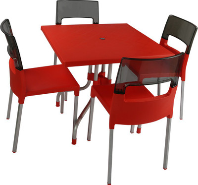 

Supreme Red::Black Plastic Table & Chair Set(Finish Color - Red::Black)