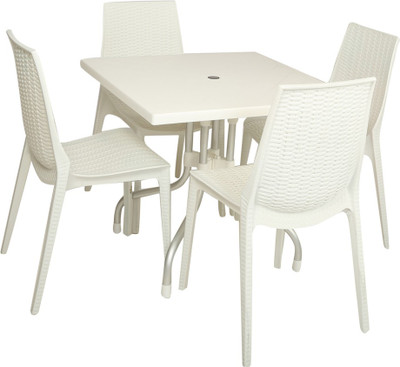 

Supreme Milky White Plastic Table & Chair Set(Finish Color - Milky White)