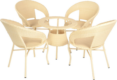 

Mavi Beige Cane Table & Chair Set(Finish Color - Beige)