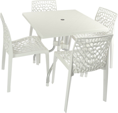 

Supreme Milky White Plastic Table & Chair Set(Finish Color - Milky White)