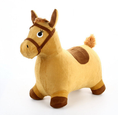

Madink Inflatable Bouncy Horse Ride on Toy - Plush Covered with Velvet(Brown)