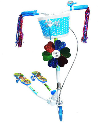 

Hoteon blue 3 wheel frog scooter with flowered basket,color ribon and wind wheel(Multicolor)