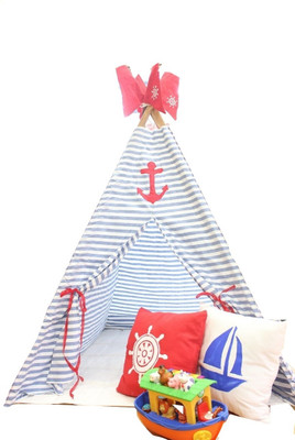

weaverbird fabrics Nautical Stripe Teepee(White, Blue, Red), Blue;red;white