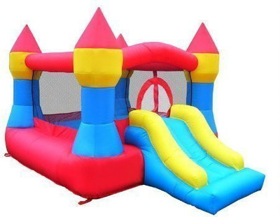 

Happy Hop Castle Inflatable Bounce House w/ Slide(Multicolor)