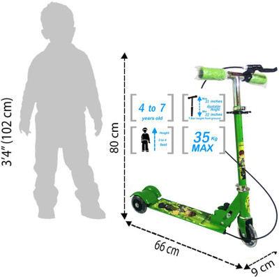 

Furious 4 BEN TEN Scooter With HAND Breaking System(Green)