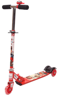 Toy House Three Wheeled Height Adjustable Scooter with LED Light Wheels & Anti-slip foot grip(Red)
