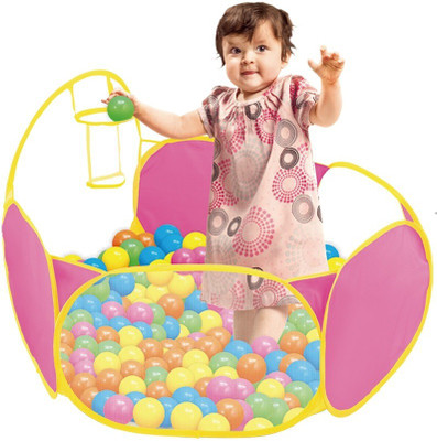 

Toys Bhoomi Basketball Pool Kids Play Tent with 50pcs 6CM Ball - 100% Safe Polyester Fabric(Pink)