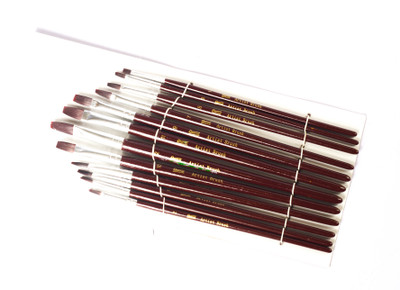 

Chrome Series 166 Short Flat Paint Brushes(Set of 12, Brown)