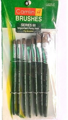 

Camlin Series 60 Flat Paint Brushes(Set of 7, Green)