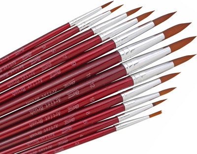 

Bianyo Round Paint Brushes(Set of 12, Red)