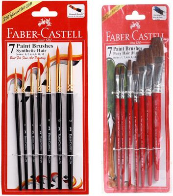 

Faber-Castell Round, Flat Paint Brushes(Set of 2, Blue, Red)