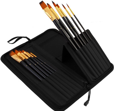 

Pigloo Filbert, Angular, Round, Flat Paint Brushes(Set of 12, Black)